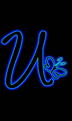 Neon Letter U With Butterfly Wallpaper