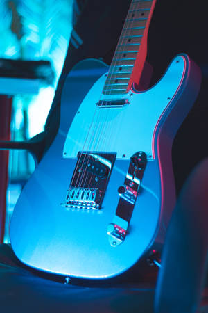 Neon Light Electric Guitar Wallpaper