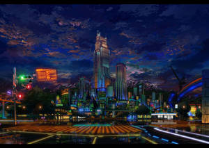 Neon Lights Anime City Wallpaper