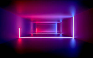 Neon Lights Hallway Backgrounds Wallpaper
