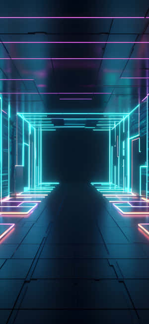 Neon Lit Corridor Wallpaper Wallpaper