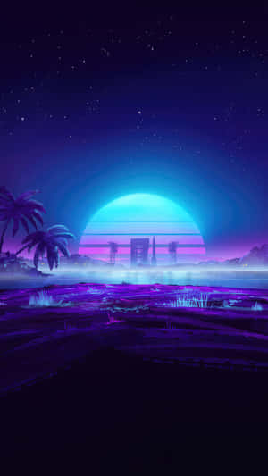 Neon Nature Futuristic Landscape Wallpaper