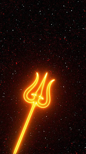 Neon Orange Aesthetic Shiva Trident Wallpaper