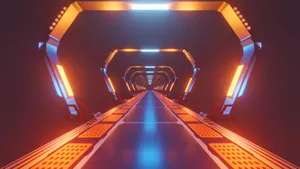 Neon Orange And Blue Room Wallpaper