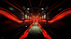 Neon Orange High-tech Pathway Wallpaper