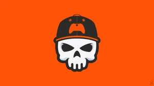 Neon Orange Skull Wallpaper
