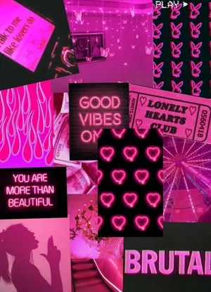 Neon Pink And Black Collage Wallpaper