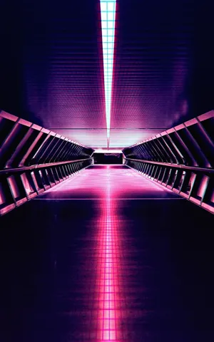 Neon Purple Corridor Aesthetic Tablet Wallpaper