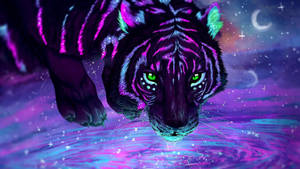 Neon Purple Harimau Wallpaper