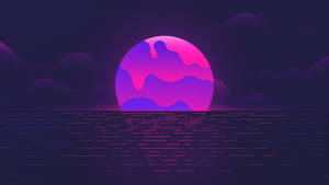 Neon Purple Moon Wallpaper