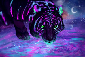 Neon Purple Tiger Wallpaper