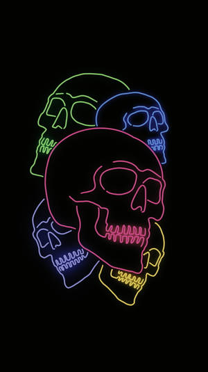 Neon Rainbow Skulls Best Oled Wallpaper