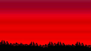 Neon Red City Skyline Wallpaper