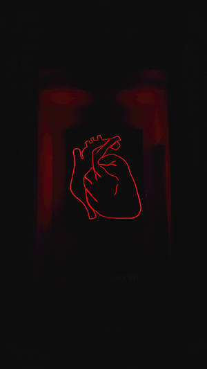 Neon Red Heart Wallpaper