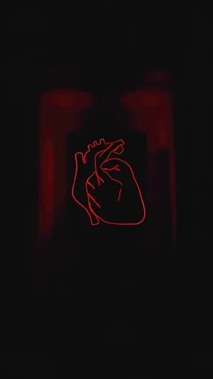 Neon Red Heart Wallpaper