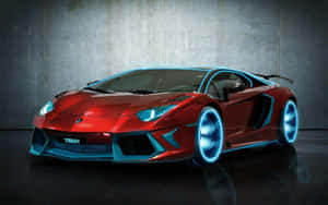 Neon Red Lamborghini Wallpaper