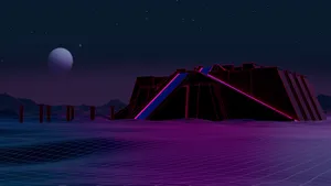 Neon Retrowave Ziggurat Wallpaper