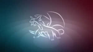 Neon White Outline Salamence Wallpaper
