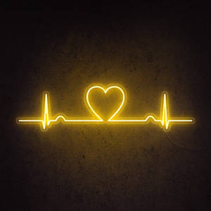 Neon Yellow Led Heart And Lifeline Wallpaper