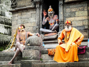 Nepal Sadhus At Pashupati Temple Wallpaper