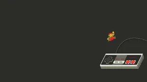 Nes Controller With Super Mario Wallpaper