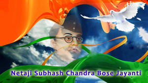 Netaji Depiction With Indian Flag Colors Wallpaper