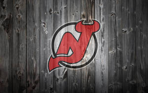 New Jersey Devils Logo On Wooden Tiles Wallpaper