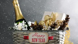 New Year Aesthetic & Basket Gift Wallpaper