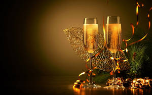 New Year Gold Champagne Drink Wallpaper