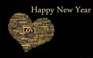 New Year's Heart Word Cloud Wallpaper