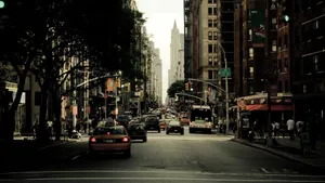 New York City Busy Street Wallpaper