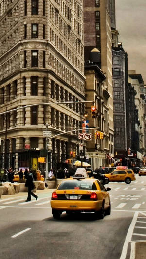 New York City Iphone X Yellow Cab Wallpaper