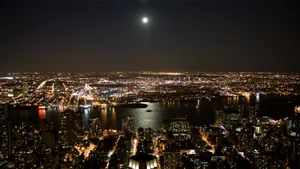 New York City Night Full Moon Wallpaper
