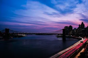 New York, Usa, Night, Night City, Road, Buildings Wallpaper