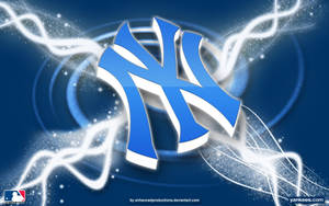 New York Yankees 3d Logo Lightning Art Wallpaper