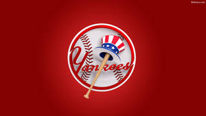 New York Yankees 3d Red Hat Logo Wallpaper