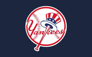 New York Yankees Blue Hat Bat Logo Wallpaper