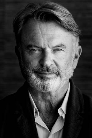 New Zealand Actor Sam Neill Black And White Portrait Wallpaper