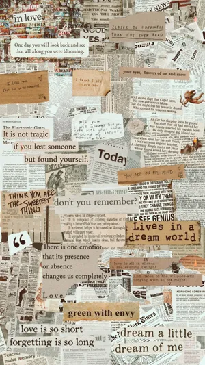 Newspaper Aesthetic Random Quotes Wallpaper