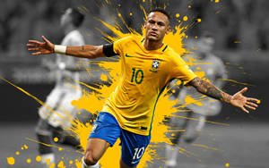 Neymar 4k Yellow Ink Splatters Wallpaper