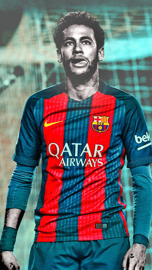 Neymar Jr With Popping Colors Wallpaper