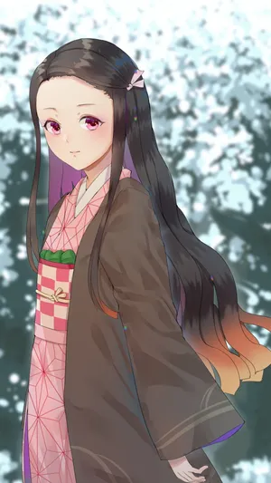 Nezuko Kamado Side Angle Pose Wallpaper
