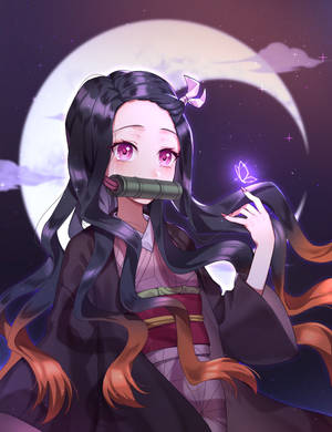 Nezuko Under The Moonlight Wallpaper