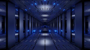 Nice And Cool Blue Corridor Wallpaper