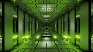 Nice Vibrant Green Corridor Wallpaper