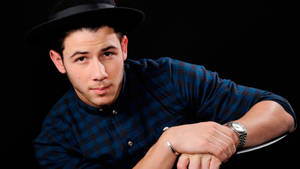 Nick Jonas Blue Checkered Shirt Wallpaper