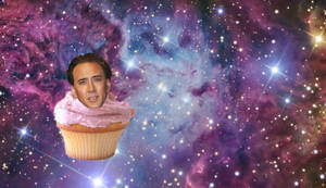Nicolas Cage Meme Space Cupcake Wallpaper