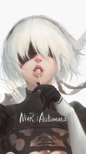 Nier Automata 2b Lollipop Wallpaper