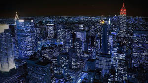 Night City Buildings Lights Computer Display Wallpaper
