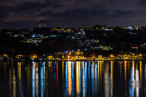 Night City, City Lights, Coast, Reflection, Istanbul, Turkey Wallpaper